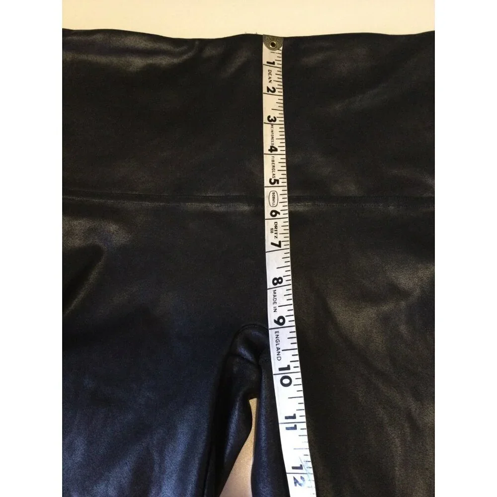 SPANX Womens Leggings Size XL Black Moto Shiny Stretchy Slimming